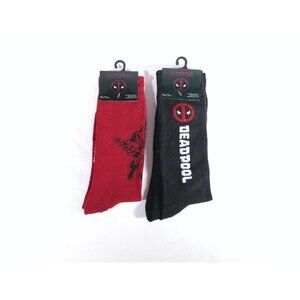 2 Pairs Of Deadpool Crew Socks Shoe Size 6-12 Mens